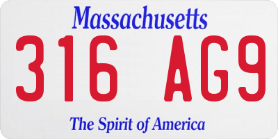 MA license plate 316AG9