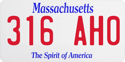 MA license plate 316AH0