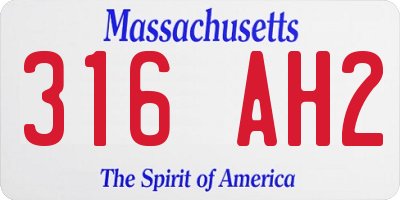 MA license plate 316AH2