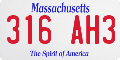 MA license plate 316AH3