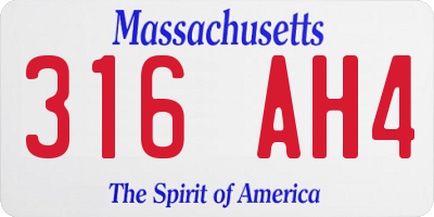 MA license plate 316AH4