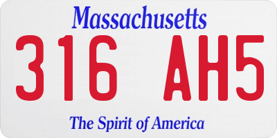 MA license plate 316AH5