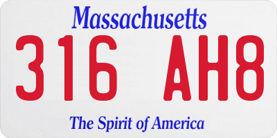 MA license plate 316AH8