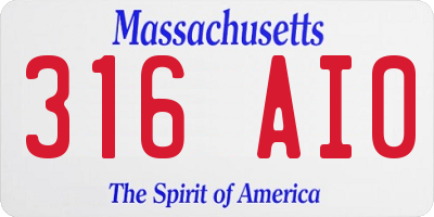 MA license plate 316AI0