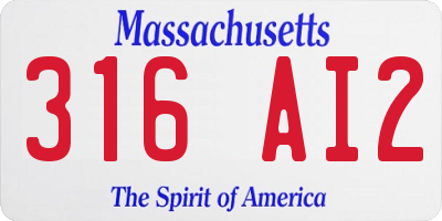 MA license plate 316AI2