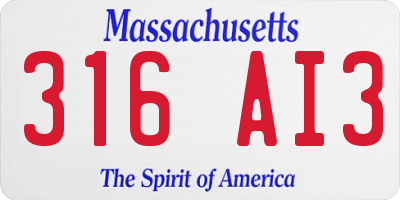 MA license plate 316AI3