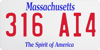 MA license plate 316AI4