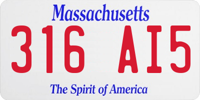 MA license plate 316AI5