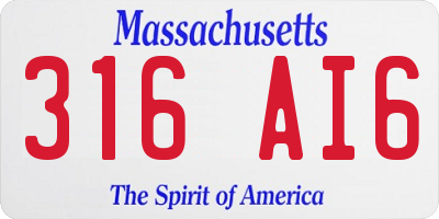 MA license plate 316AI6