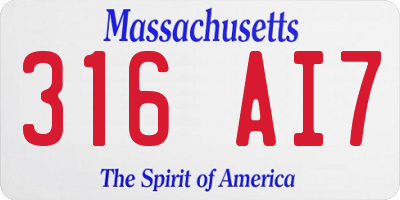MA license plate 316AI7