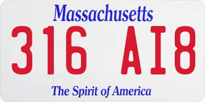 MA license plate 316AI8