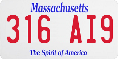 MA license plate 316AI9