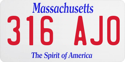 MA license plate 316AJ0