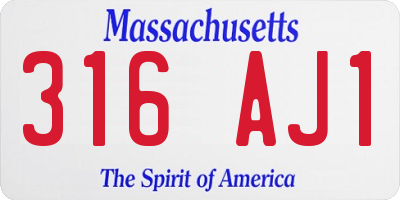 MA license plate 316AJ1