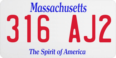MA license plate 316AJ2