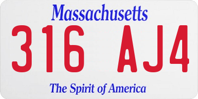 MA license plate 316AJ4