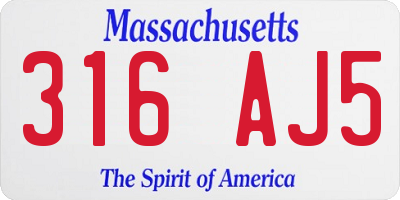 MA license plate 316AJ5