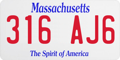 MA license plate 316AJ6