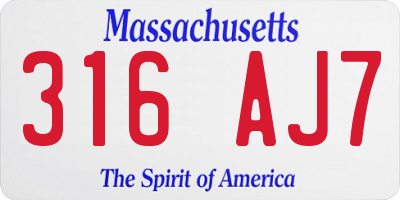 MA license plate 316AJ7
