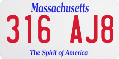 MA license plate 316AJ8