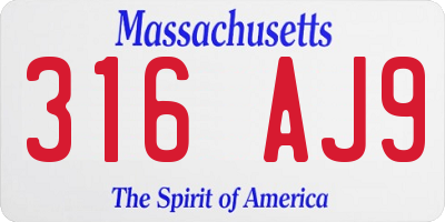 MA license plate 316AJ9