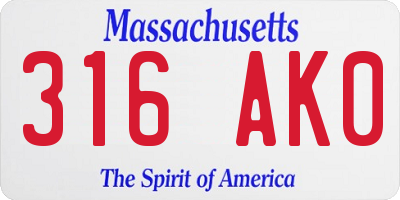 MA license plate 316AK0