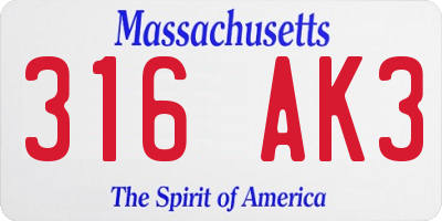 MA license plate 316AK3