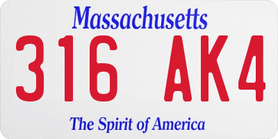 MA license plate 316AK4