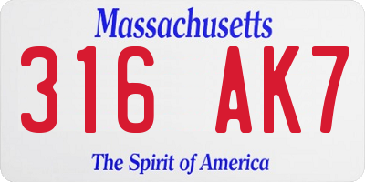 MA license plate 316AK7