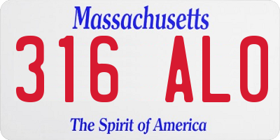 MA license plate 316AL0