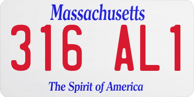MA license plate 316AL1