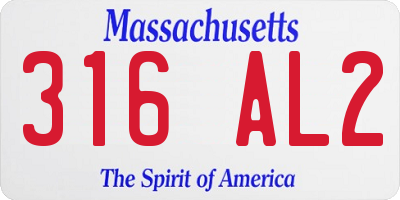 MA license plate 316AL2