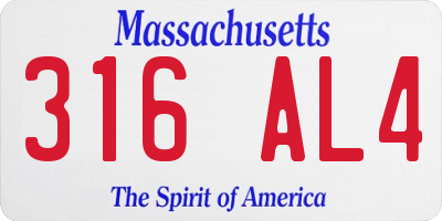 MA license plate 316AL4