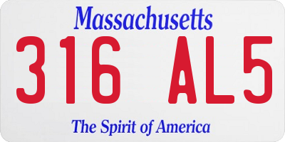 MA license plate 316AL5