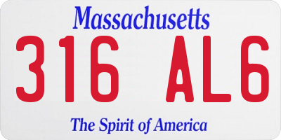 MA license plate 316AL6