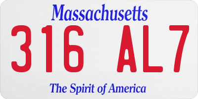MA license plate 316AL7
