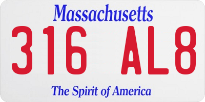 MA license plate 316AL8