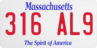 MA license plate 316AL9