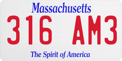 MA license plate 316AM3