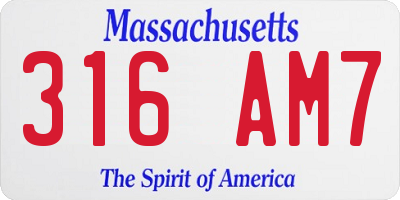MA license plate 316AM7