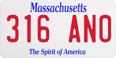 MA license plate 316AN0