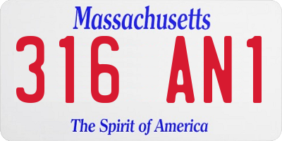 MA license plate 316AN1