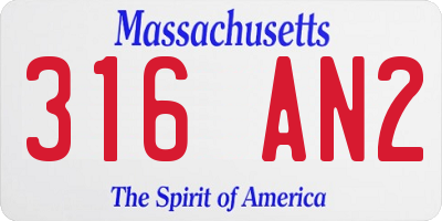 MA license plate 316AN2