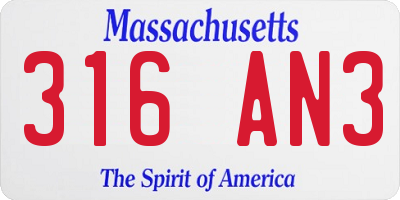 MA license plate 316AN3