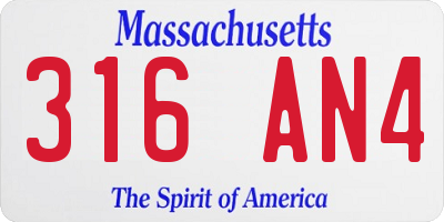 MA license plate 316AN4