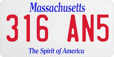 MA license plate 316AN5