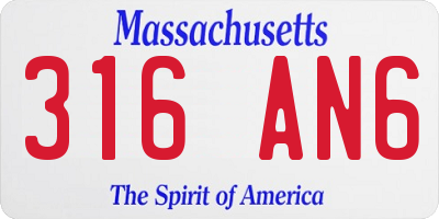 MA license plate 316AN6