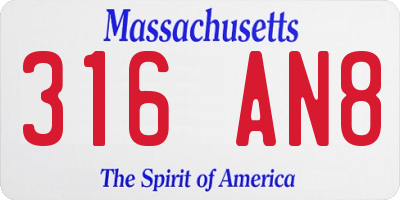 MA license plate 316AN8