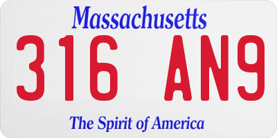 MA license plate 316AN9