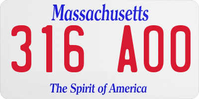 MA license plate 316AO0